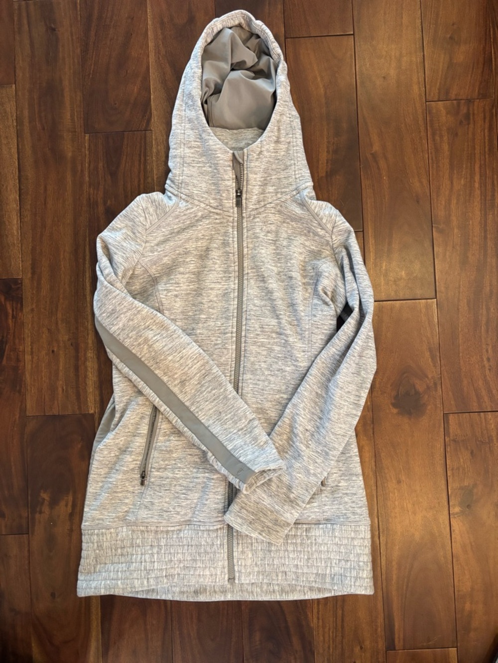 Athleta Light Heather Gray Hooded Zip Jacket